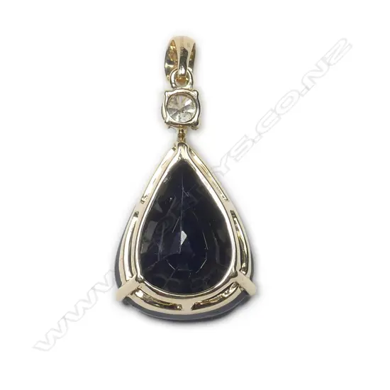 A 14ct gold sapphire and diamond pendant