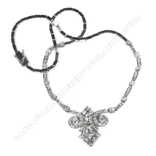 A superb 1960's Belgium diamond and platinum handmade necklace