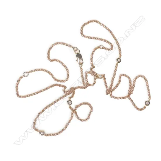 An 18ct rose gold and diamond chain