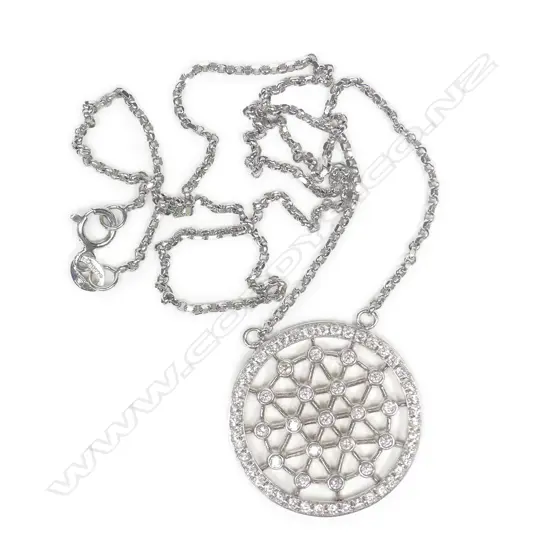 An 18ct white gold diamond pendant on chain