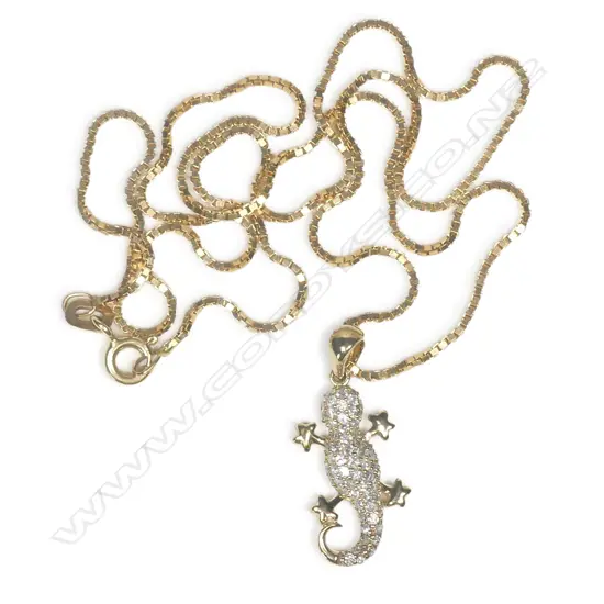 A 9ct gold diamond pendant and chain