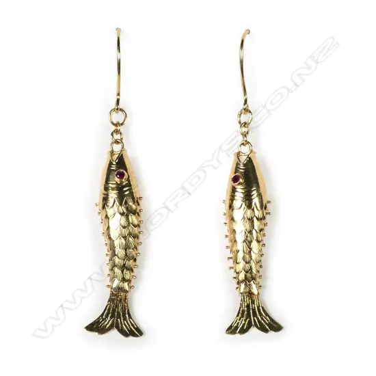 A pair of 18ct gold fish earrings