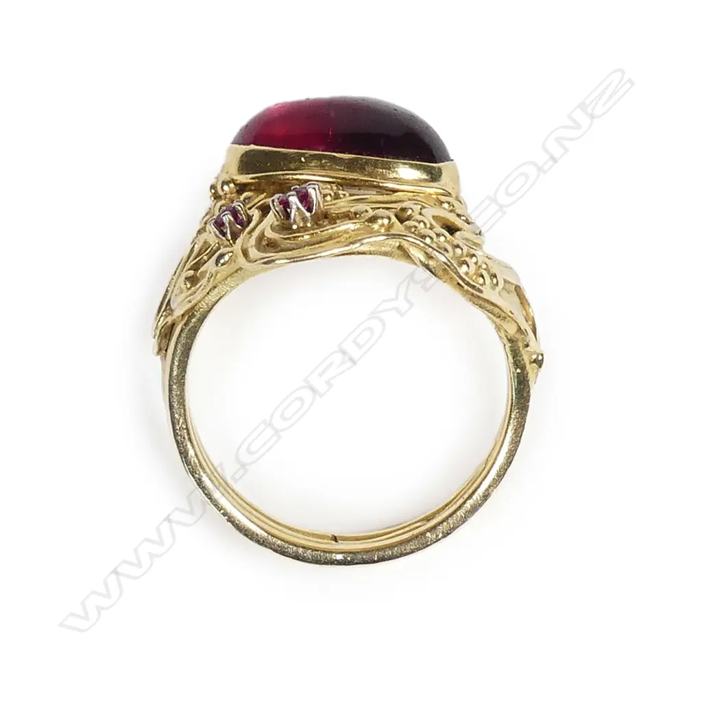 An 18ct gold and pink tourmaline Art Nouveau ring Image 1++