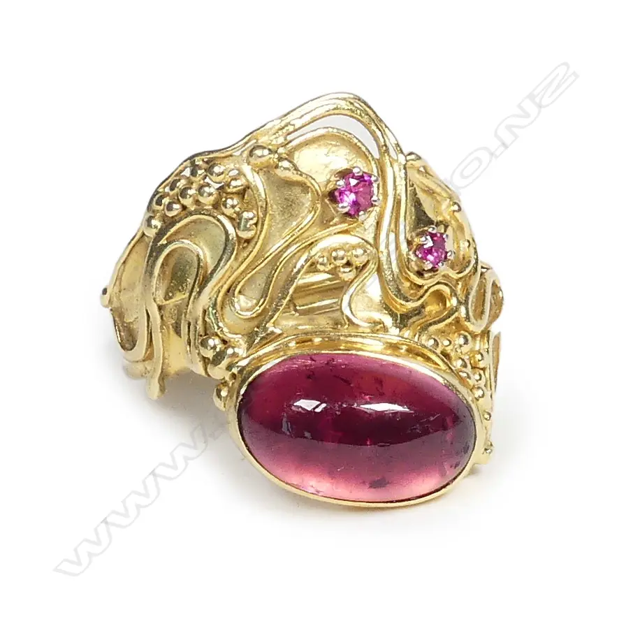 An 18ct gold and pink tourmaline Art Nouveau ring Image 1++