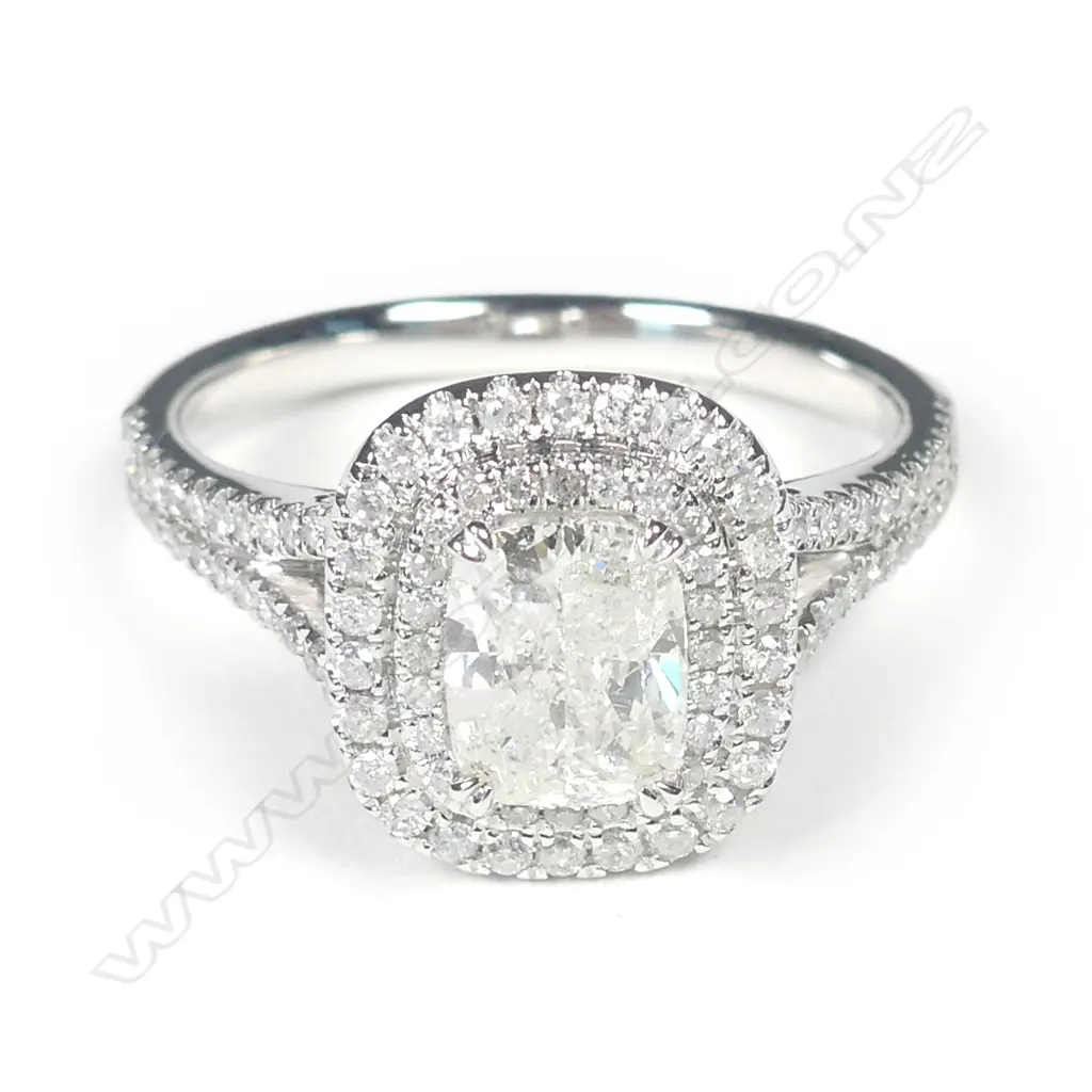 A platinum and diamond double halo ring Image 1++