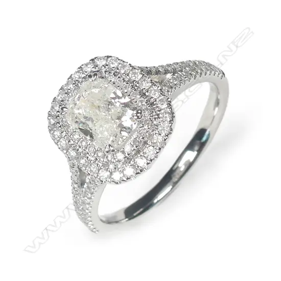 A platinum and diamond double halo ring