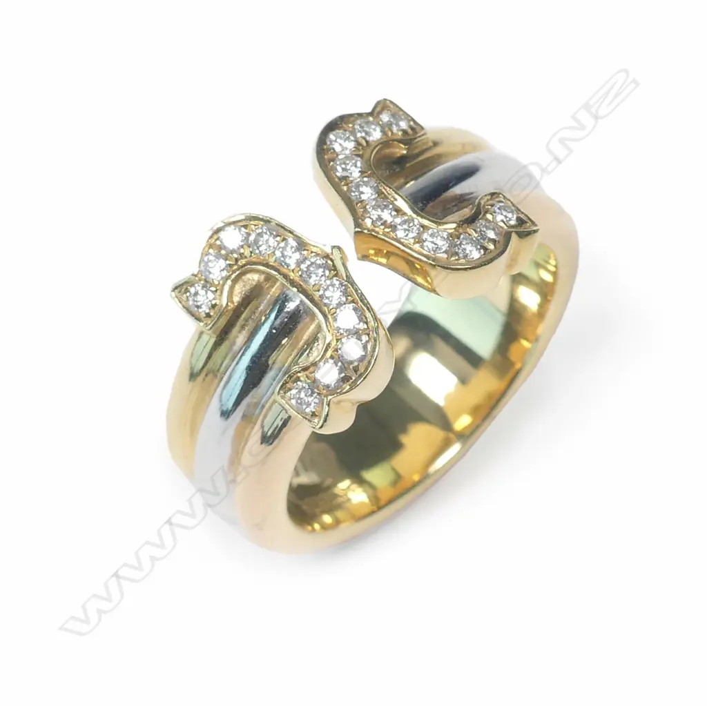A Cartier 18ct yellow white and rose gold diamond ring Image 1++