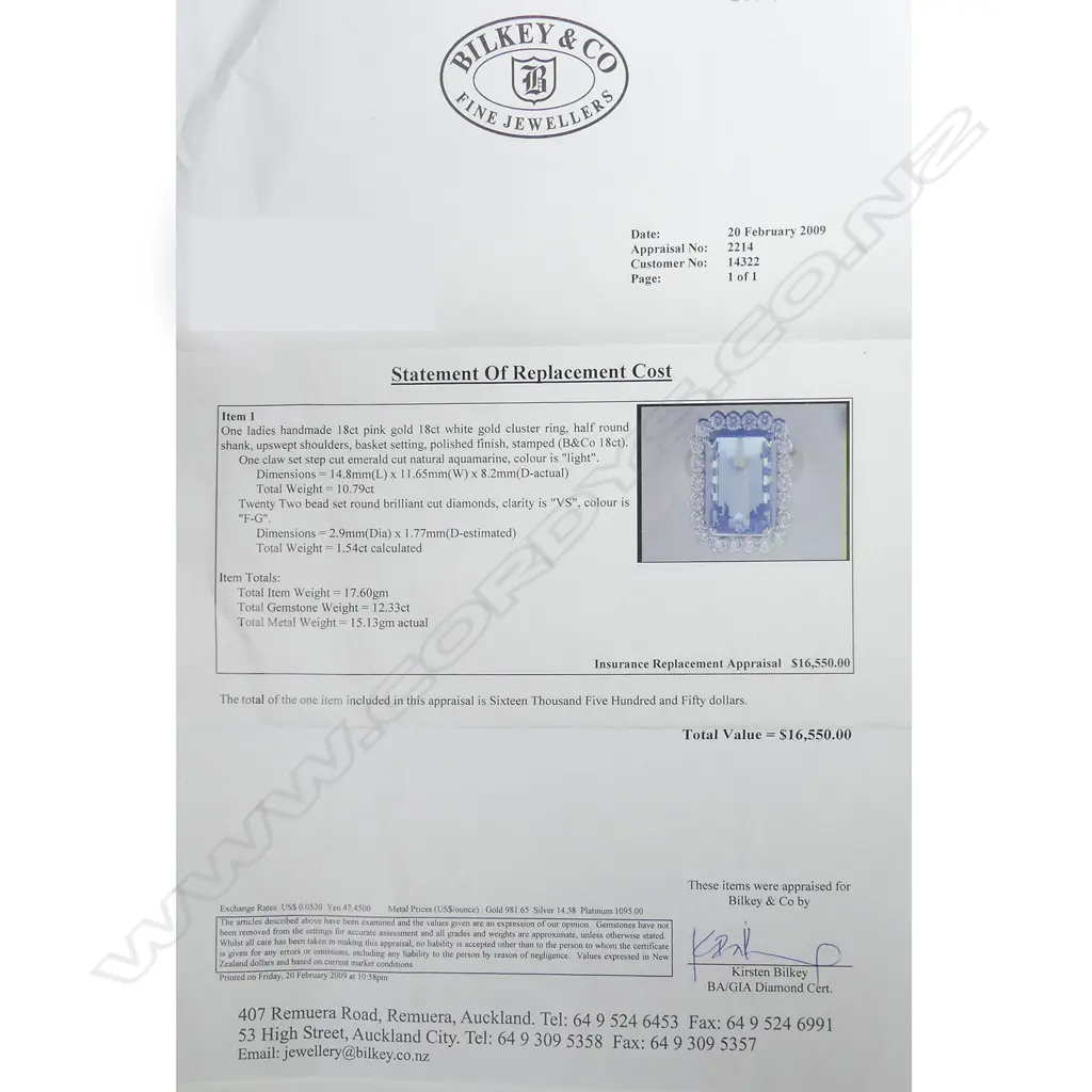 An 18ct pink gold aquamarine and diamond ring Image 1++