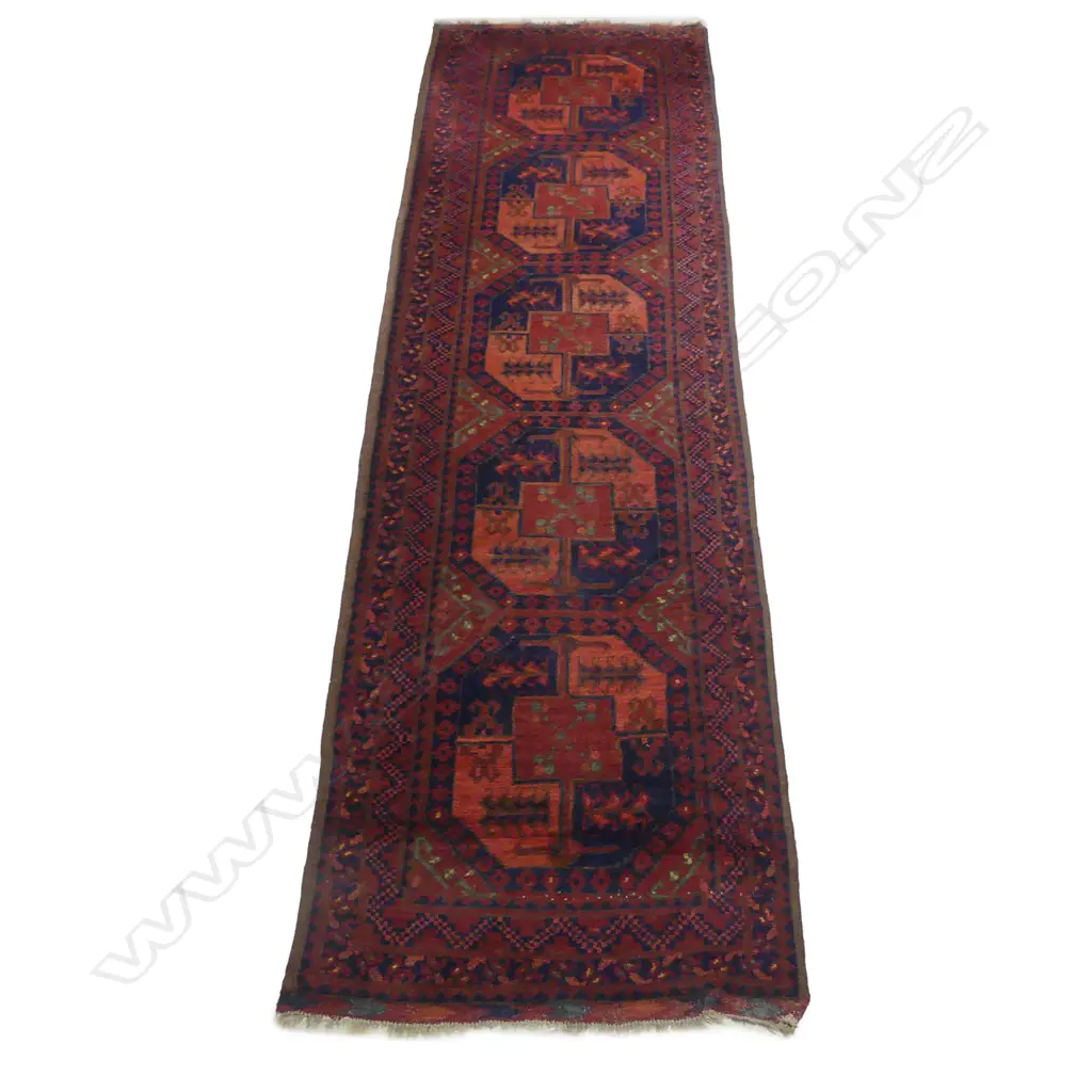 An old all wool hand-knotted Turkman runner Image 1++