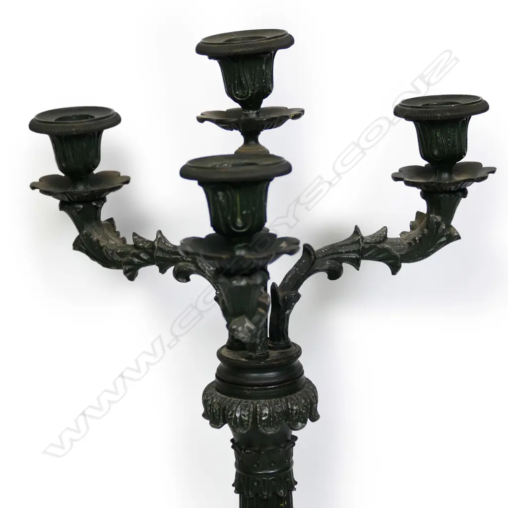 Pair of 19thC patinated bronze metal table candelabras Image 1++