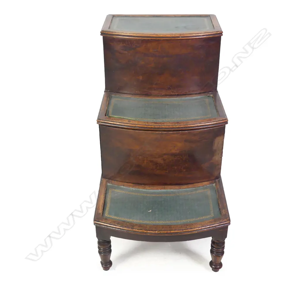 A set of late 19thC Georgian style mahogany library steps Image 1++