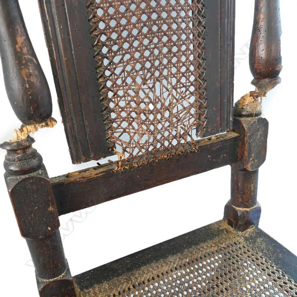 A pair of George III fruitwood Jacobean style chairs Image 1++