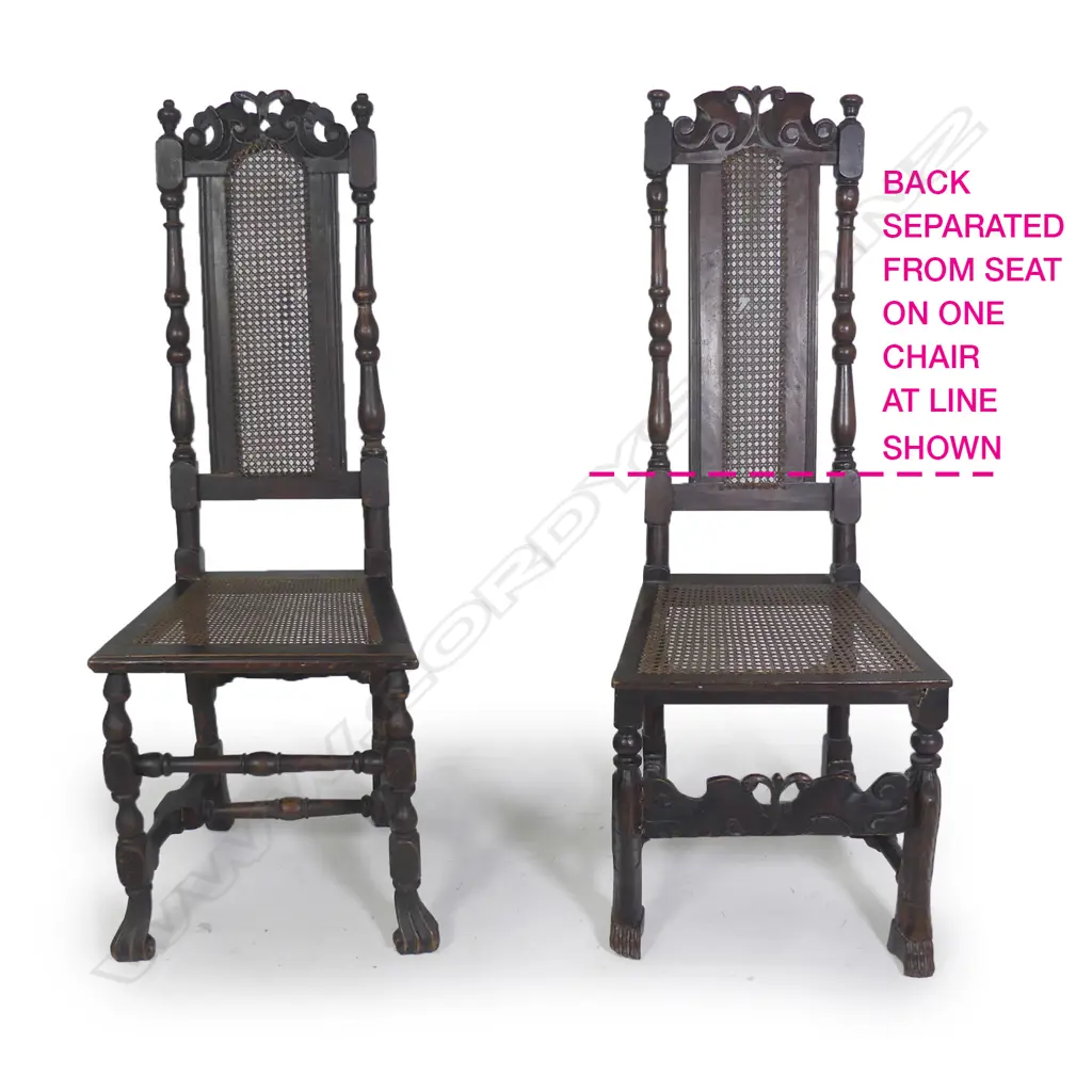 A pair of George III fruitwood Jacobean style chairs Image 1++