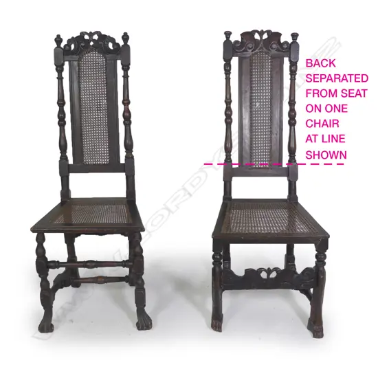 A pair of George III fruitwood Jacobean style chairs