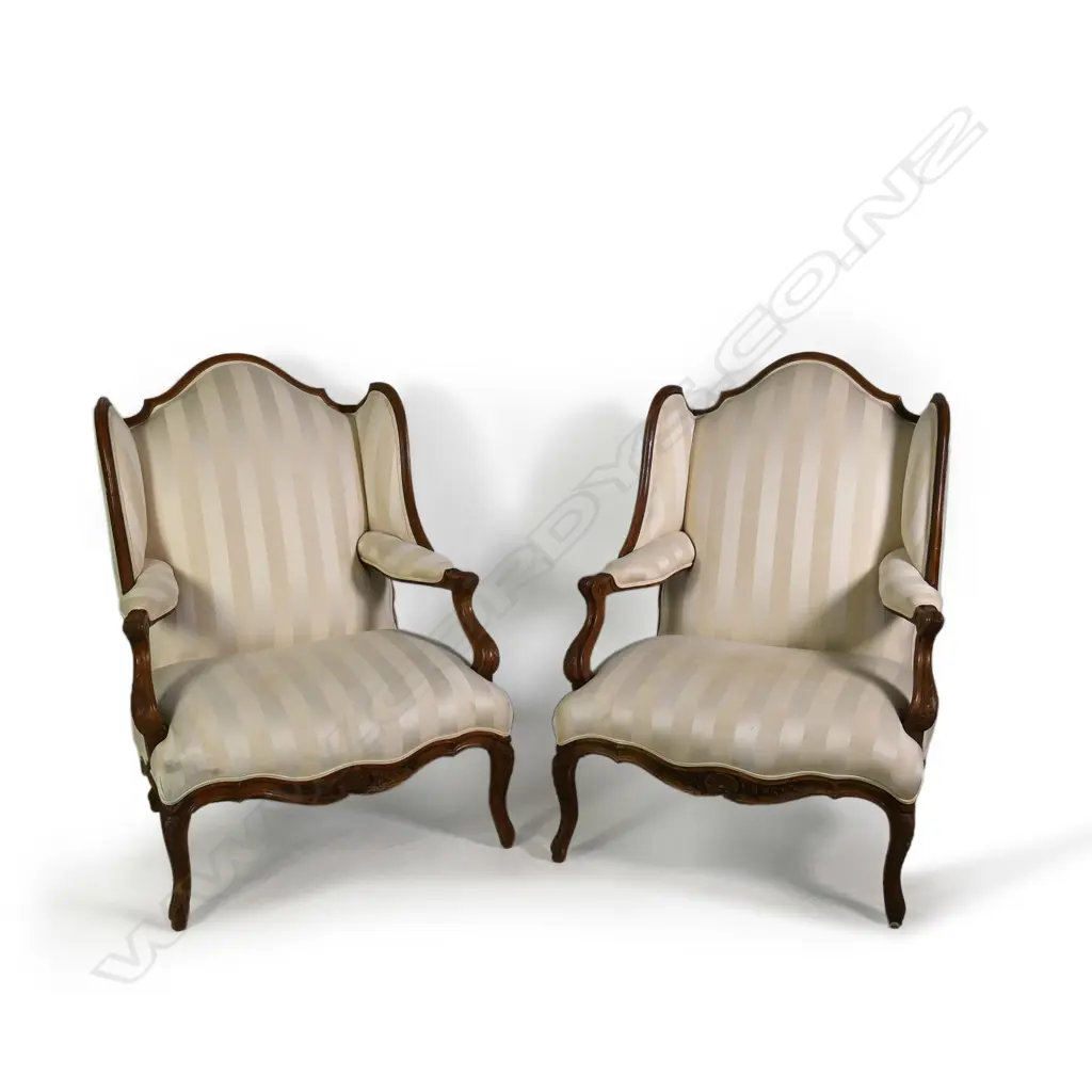 A pair of French style bergère wingback chairs Image 1++
