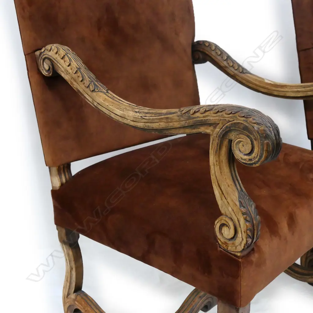 A pair of Baronial open elbow armchairs Image 1++