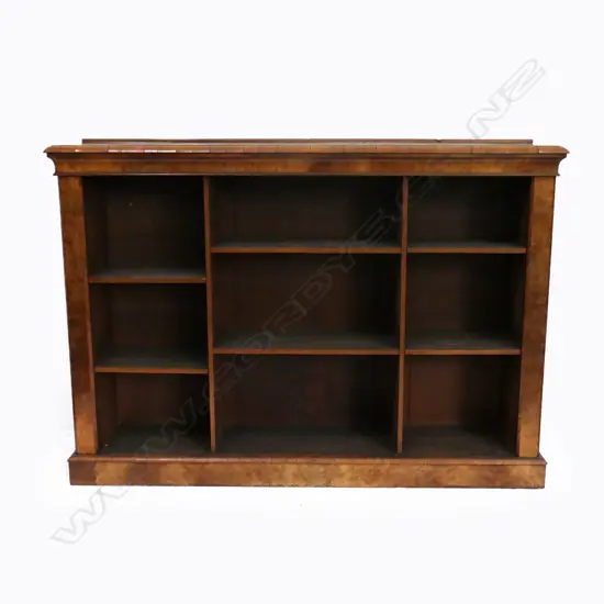 A late 1800s burr walnut bookcase