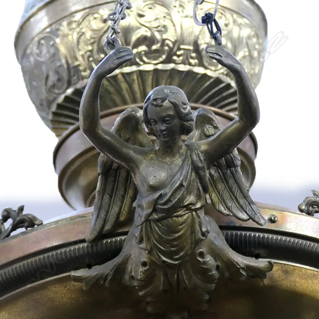 An antique exceptionally large gilt brass decorative hanging light fitting Image 1++