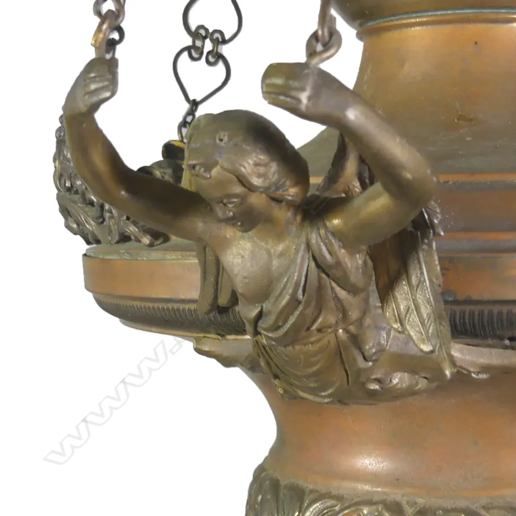 An antique exceptionally large gilt brass decorative hanging light fitting Image 1++