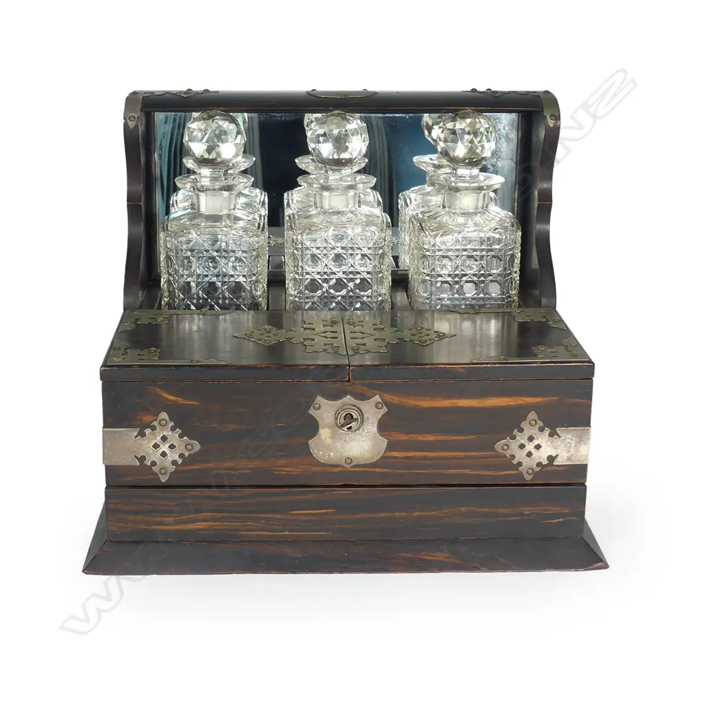 A Victorian Coromandel wood combination tantalus Image 1++