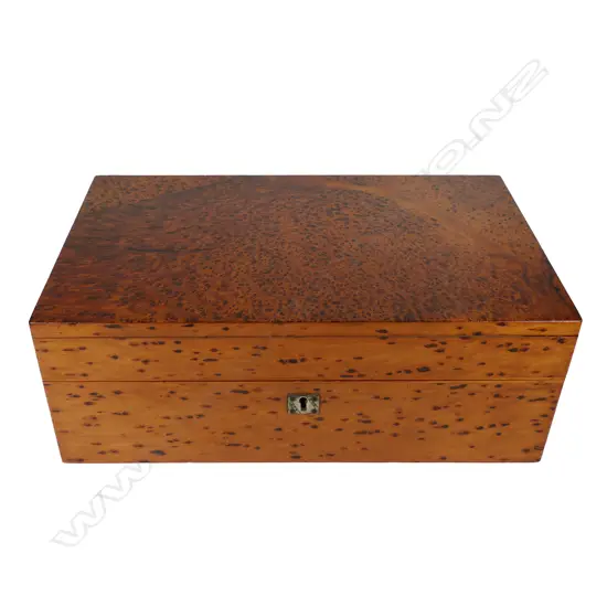 A quality New Zealand colonial burr totara writing slope