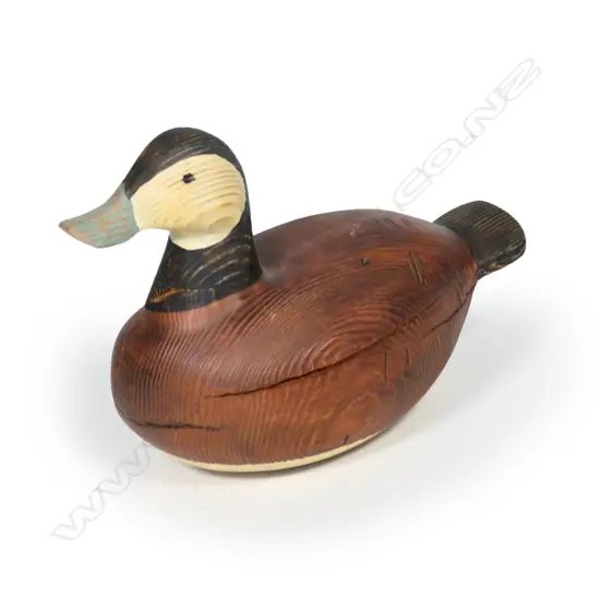 A c.1960 uncommon 'ruddy' wooden duck decoy