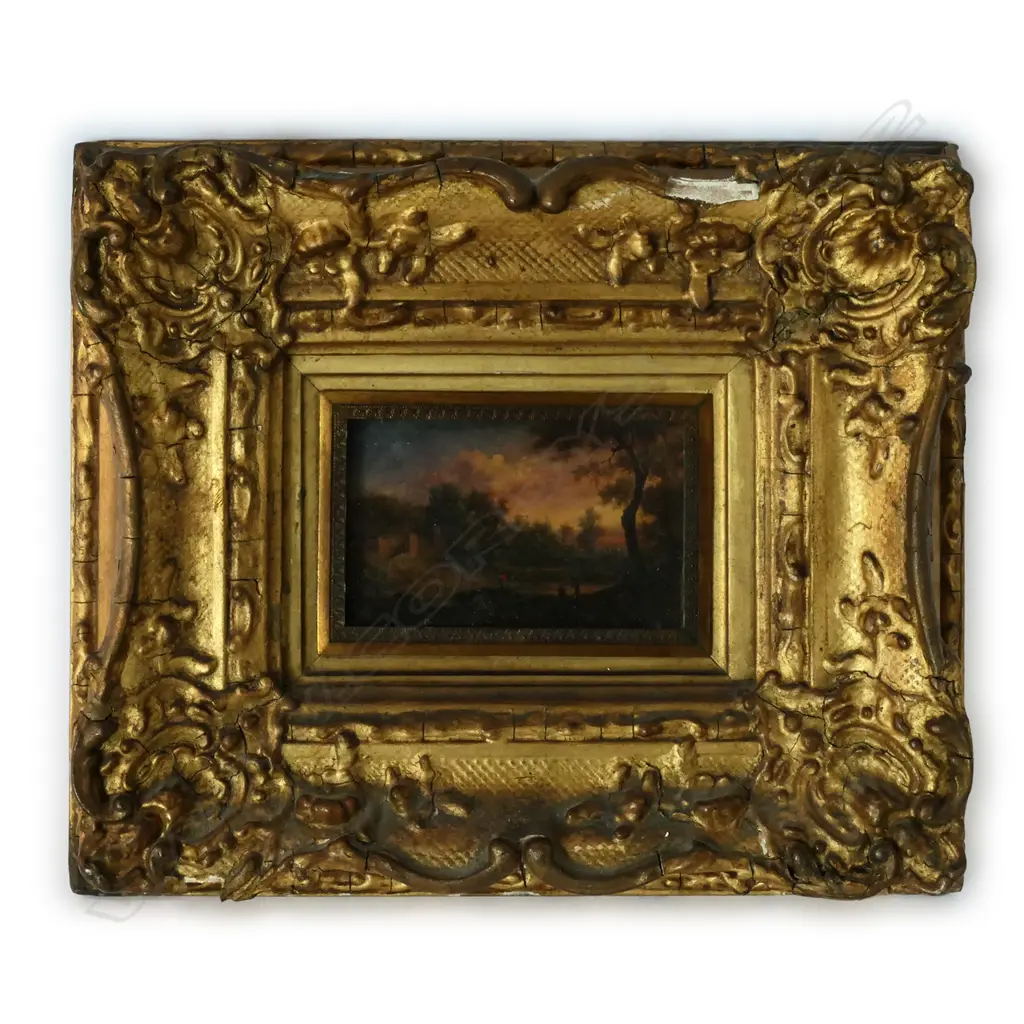 A pair of 19thC miniature oil paintings Image 1++