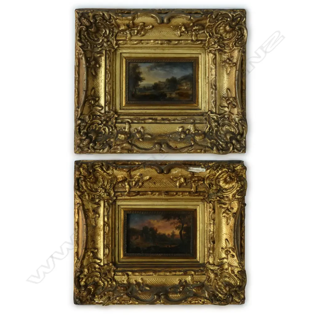 A pair of 19thC miniature oil paintings Image 1++