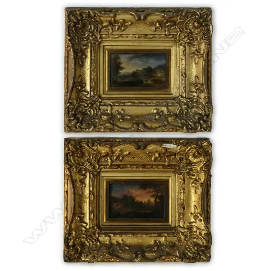 A pair of 19thC miniature oil paintings