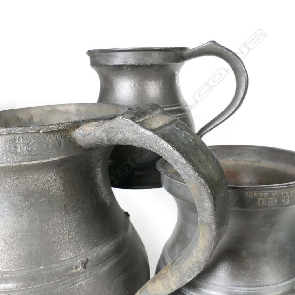 Three antique pewter mugs Image 1++