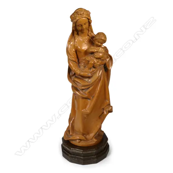 A French carved boxwood figure of the Madonna and Child