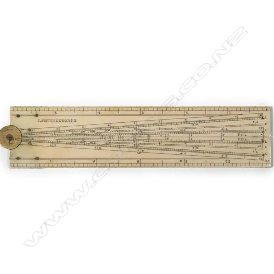 J SHUTTLEWORTH 12" IVORY SECTOR RULE
