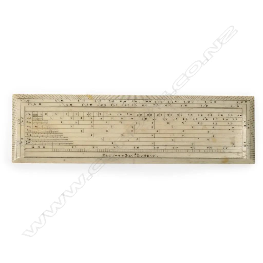A mid-19thC ivory rectangular protractor Image 1++