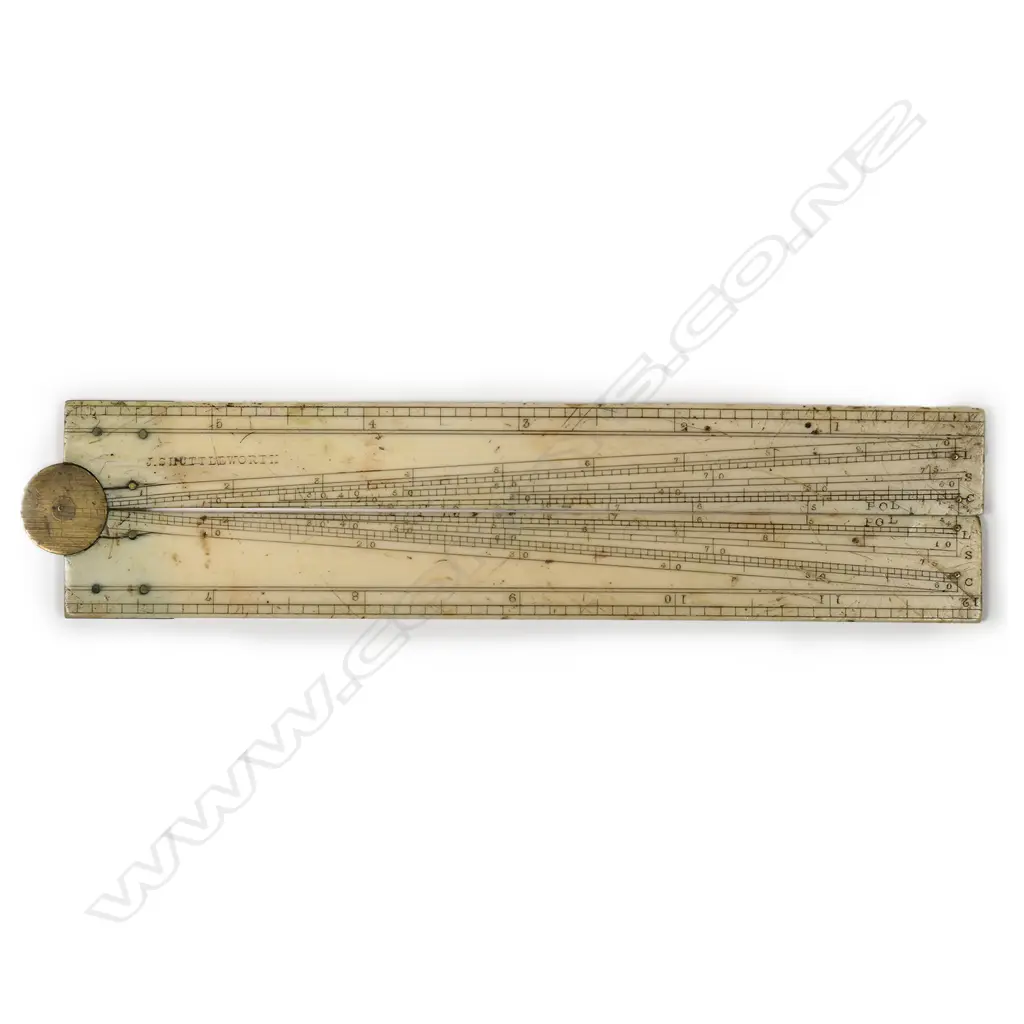 J SHUTTLEWORTH 12" IVORY SECTOR RULE Image 1++