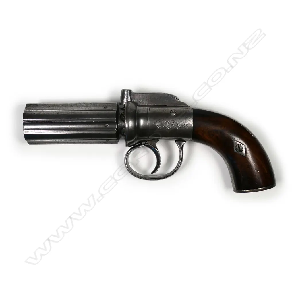 A good 19thC English pepper pot pistol Image 1++