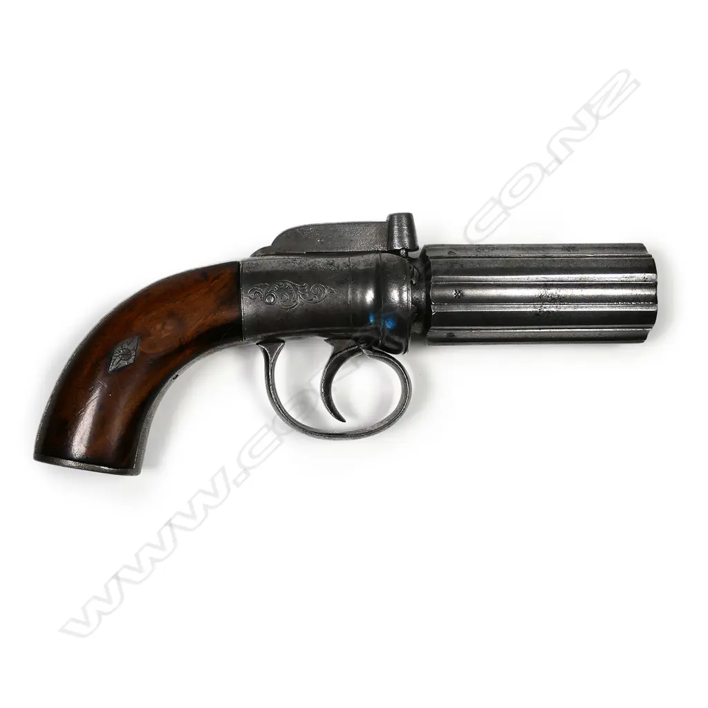A good 19thC English pepper pot pistol Image 1++