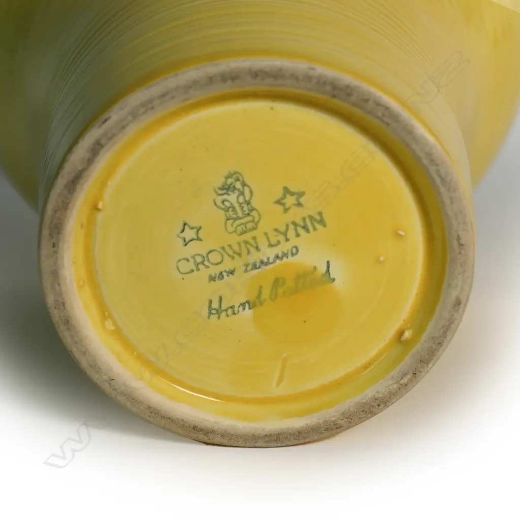 Crown Lynn Daniel Steenstra yellow glazed hand potted vase Image 1++
