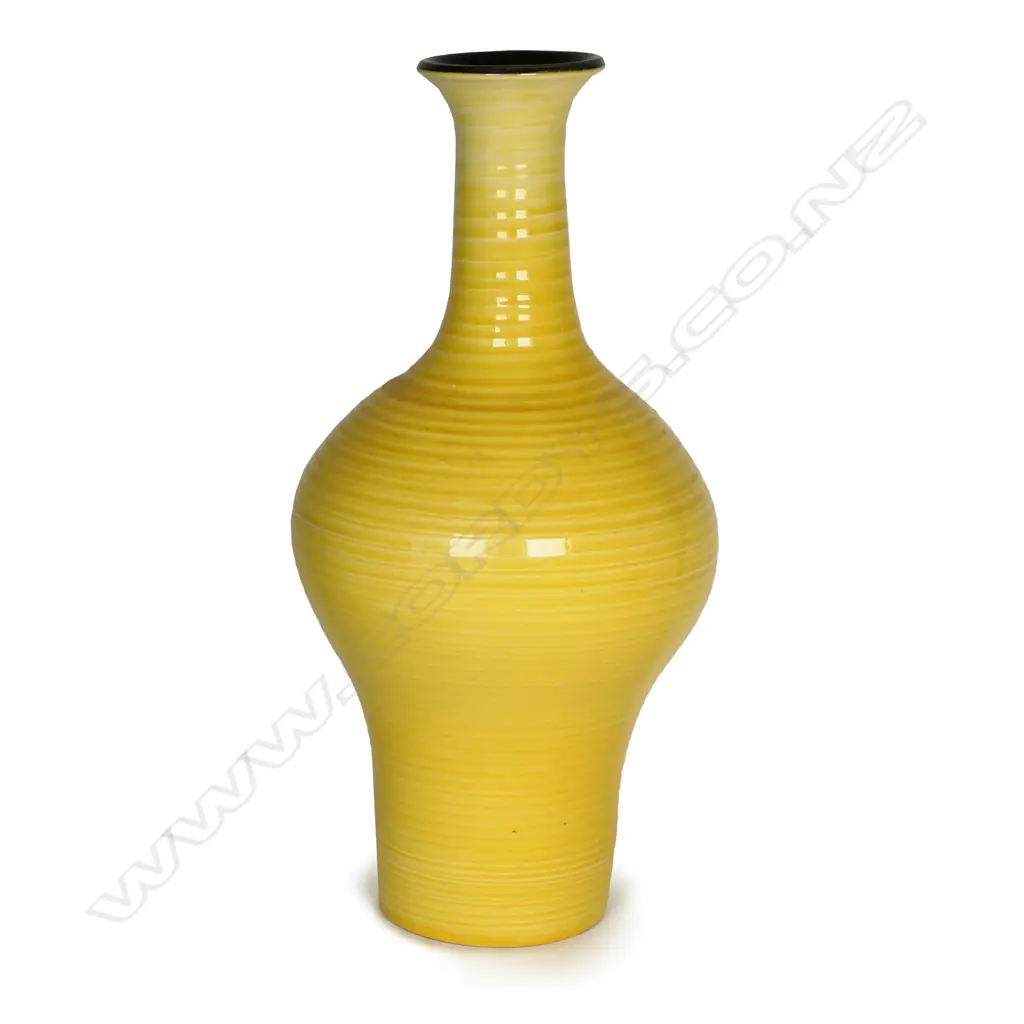 Crown Lynn Daniel Steenstra yellow glazed hand potted vase Image 1++