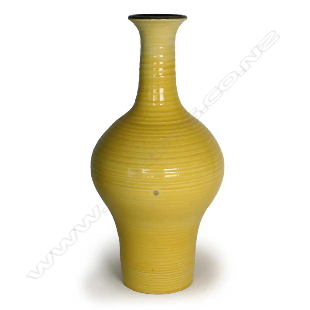 Crown Lynn Daniel Steenstra yellow glazed hand potted vase Image 1++