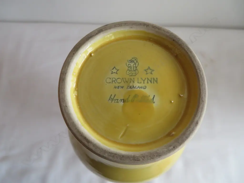 Crown Lynn Daniel Steenstra yellow glazed hand potted vase Image 1++