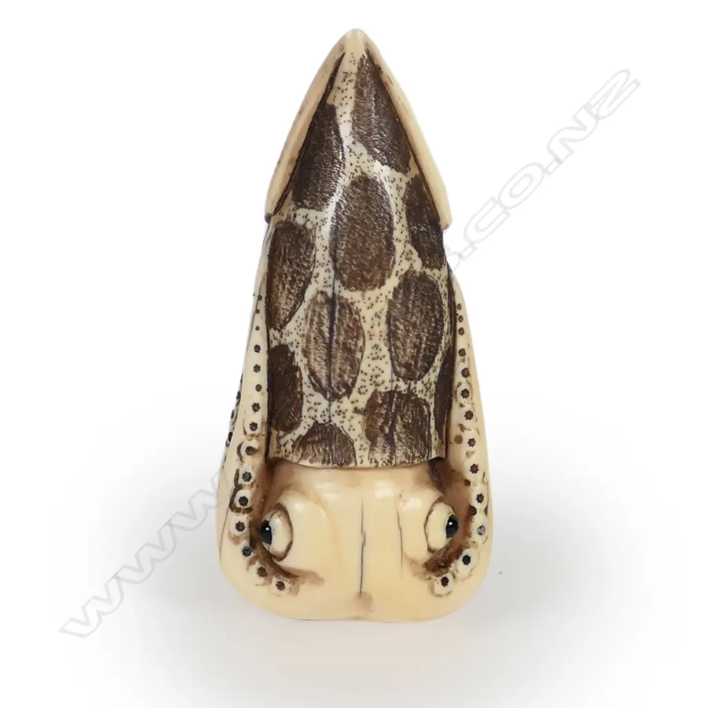 A Japanese carved ivory netsuke as a giant squid Image 1++