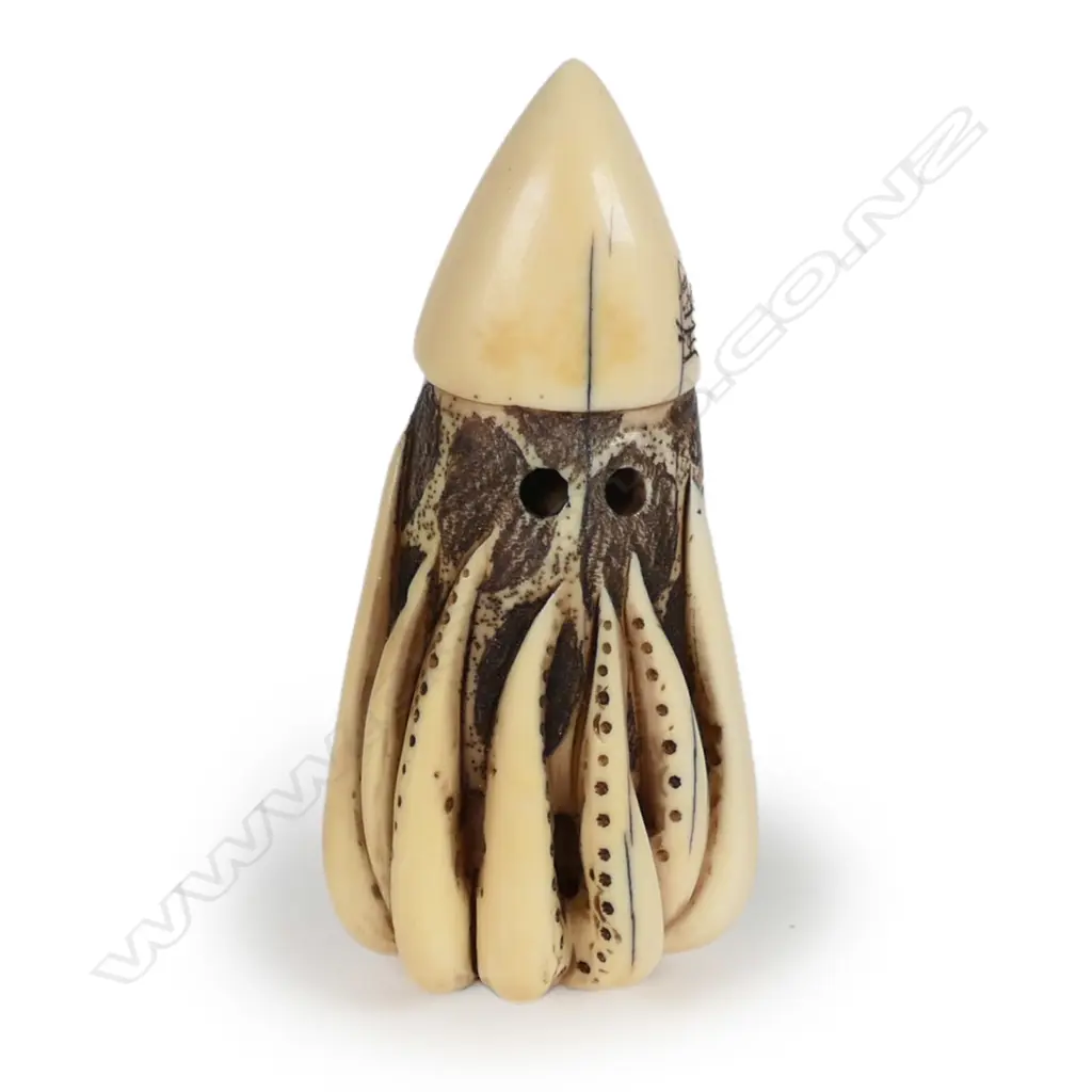 A Japanese carved ivory netsuke as a giant squid Image 1++