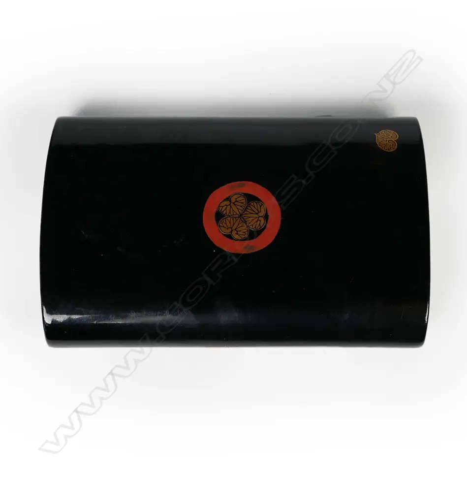 A 19thC Japanese black lacquered and carved ivory pocket shrine Image 1++