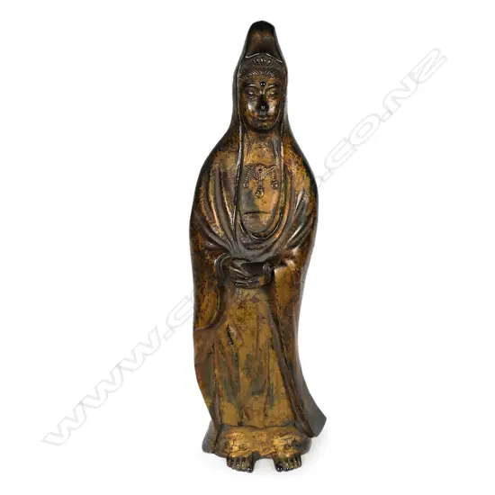 A Japanese bronze statue of Kannon
