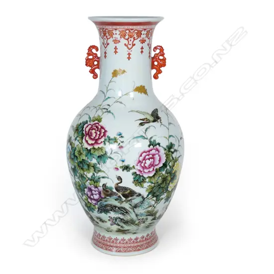 A large Chinese finely painted porcelain baluster vase