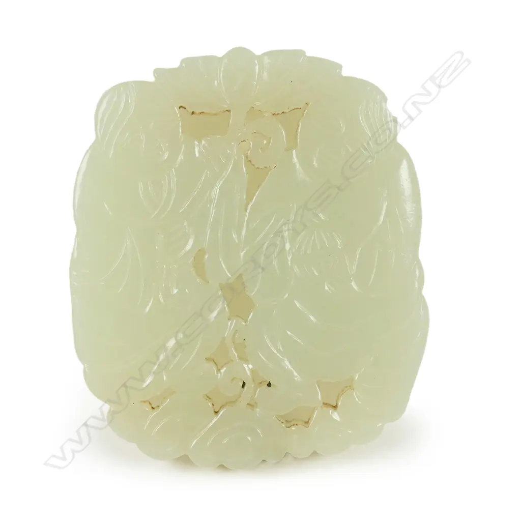 A c.1900 Chinese pale green jade carved pendant Image 1++