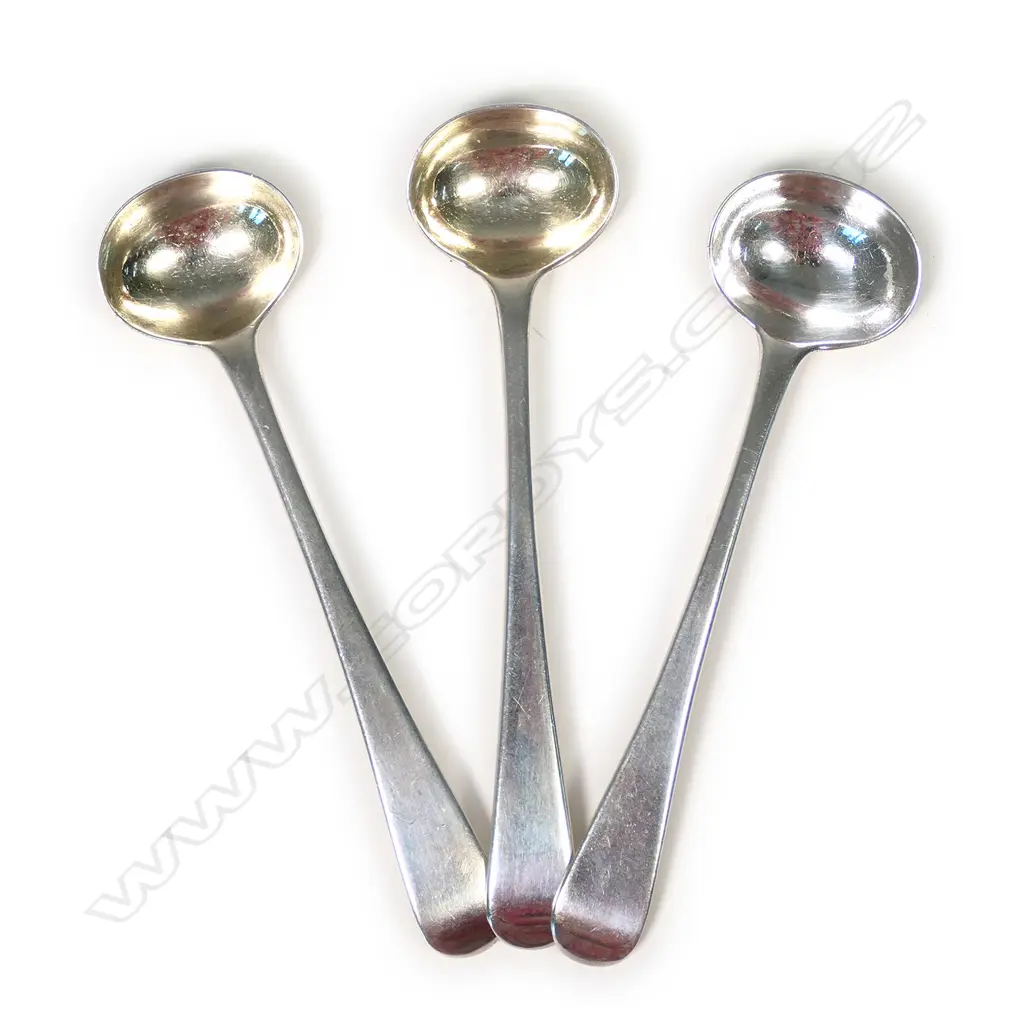 Three late Georgian silver mustard spoons Image 1++