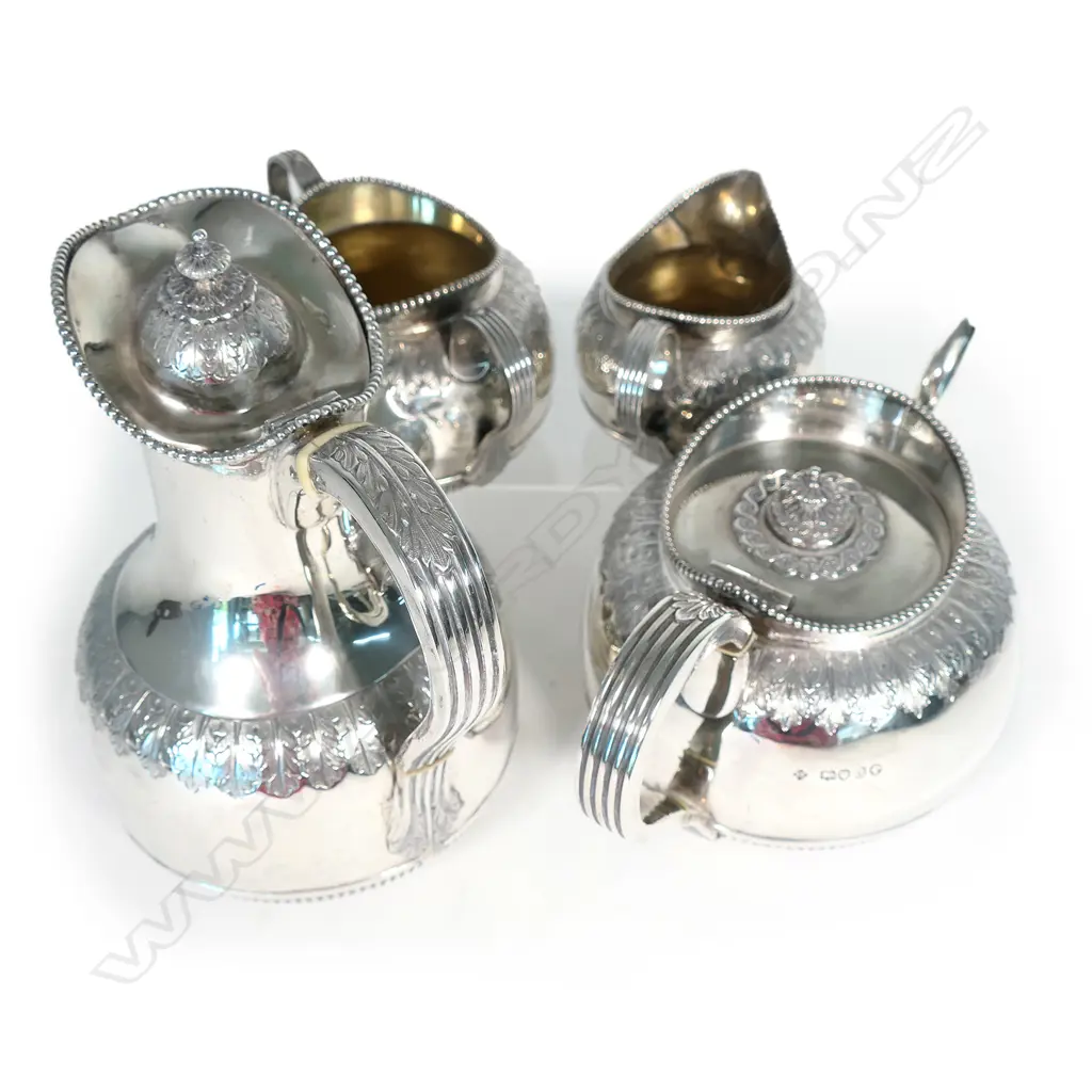 A Victorian silver four-piece tea service Image 1++