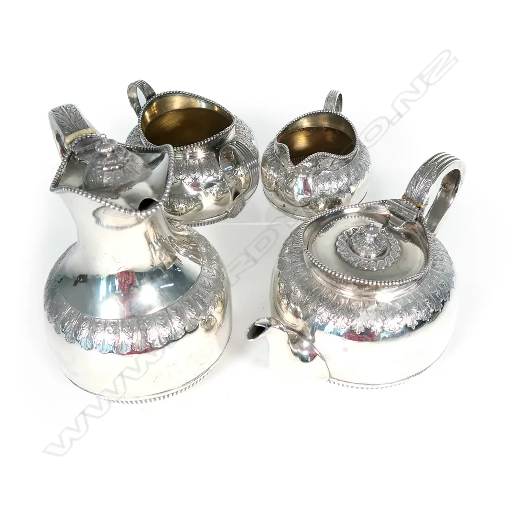 A Victorian silver four-piece tea service Image 1++