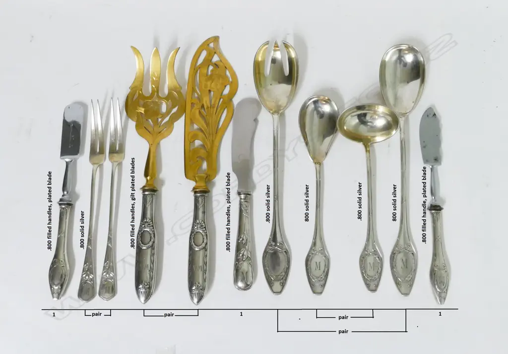 A large harlequin set of German .800 silver cutlery Image 1++